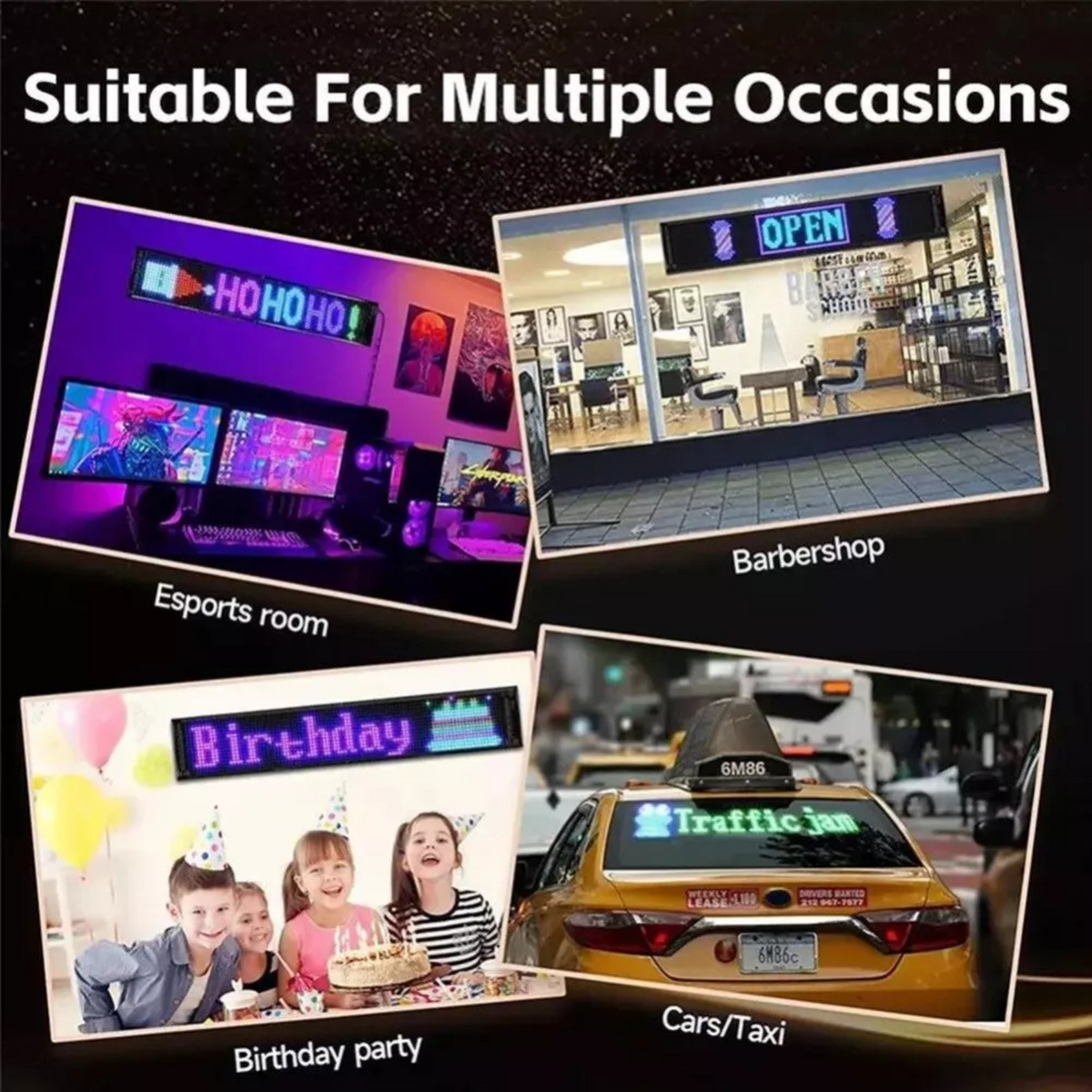 Matrix Panel Screen Scrolling LED Sign Display APP Control Light Shop Car 7x17cm