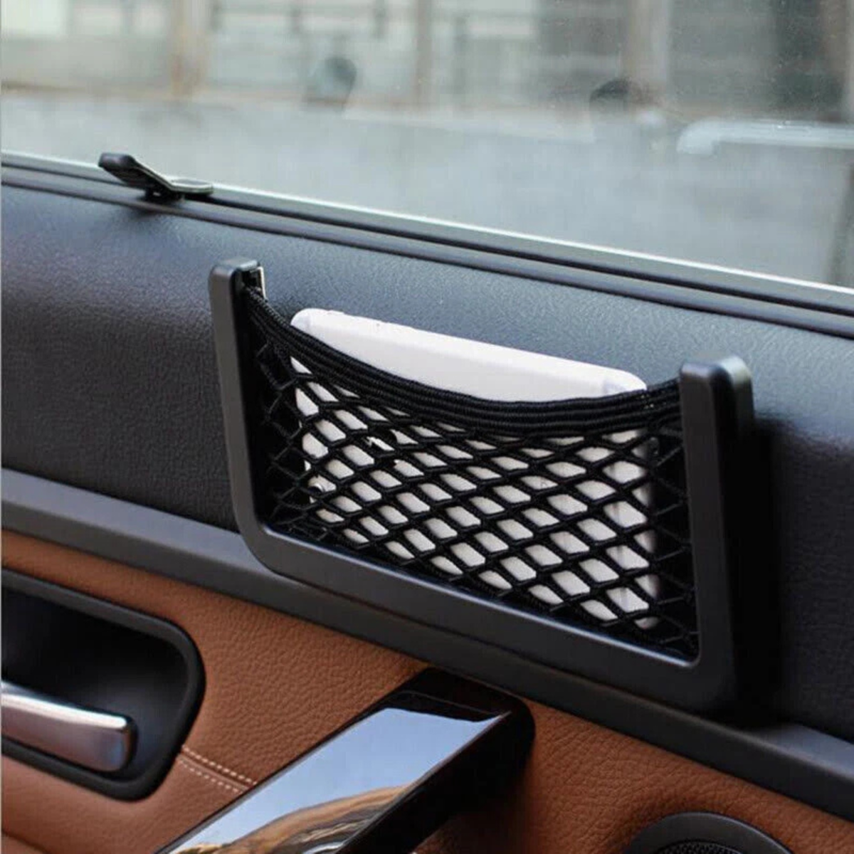 Medium Car Mesh Adhesive Storage Holder Net Pocket Phone Card Organizer Bag