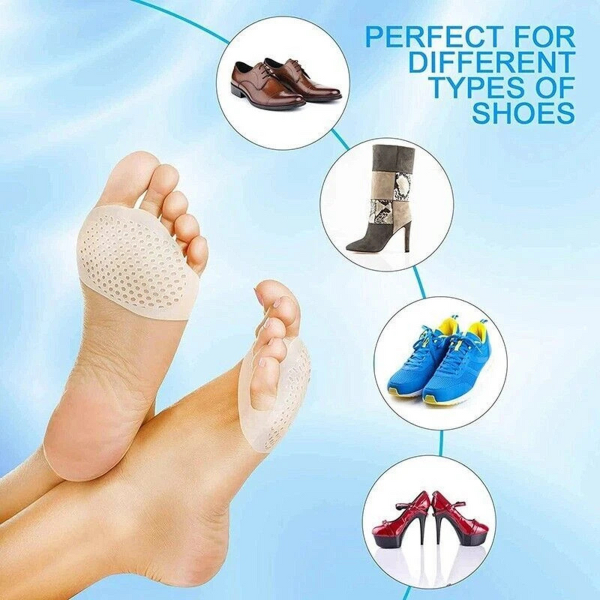 Anti Slip Cushion Pads Forefoot Soft Ball of Foot Comfort Support Insoles
