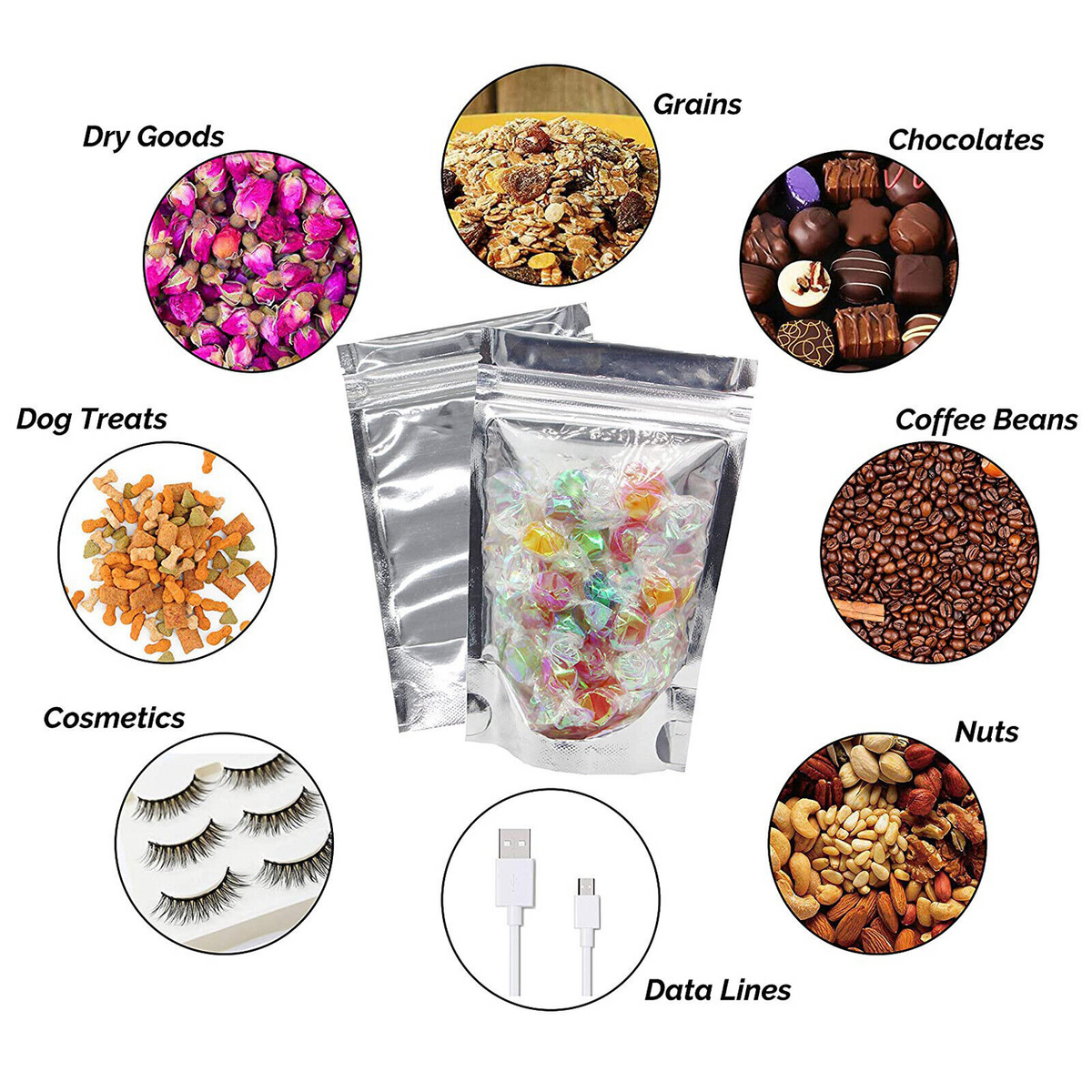 10x15cm Food Packaging Zip Seal Bags Aluminum Foil Mylar Stand Up Pouches Bags