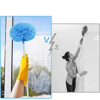Blue Microfibre Telescopic Handle Ceiling Fan Blade Duster Cleaner Tool