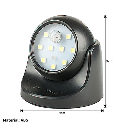 Black Motion Sensor Security LED Light 360° Battery Operated Indoor Outdoor
