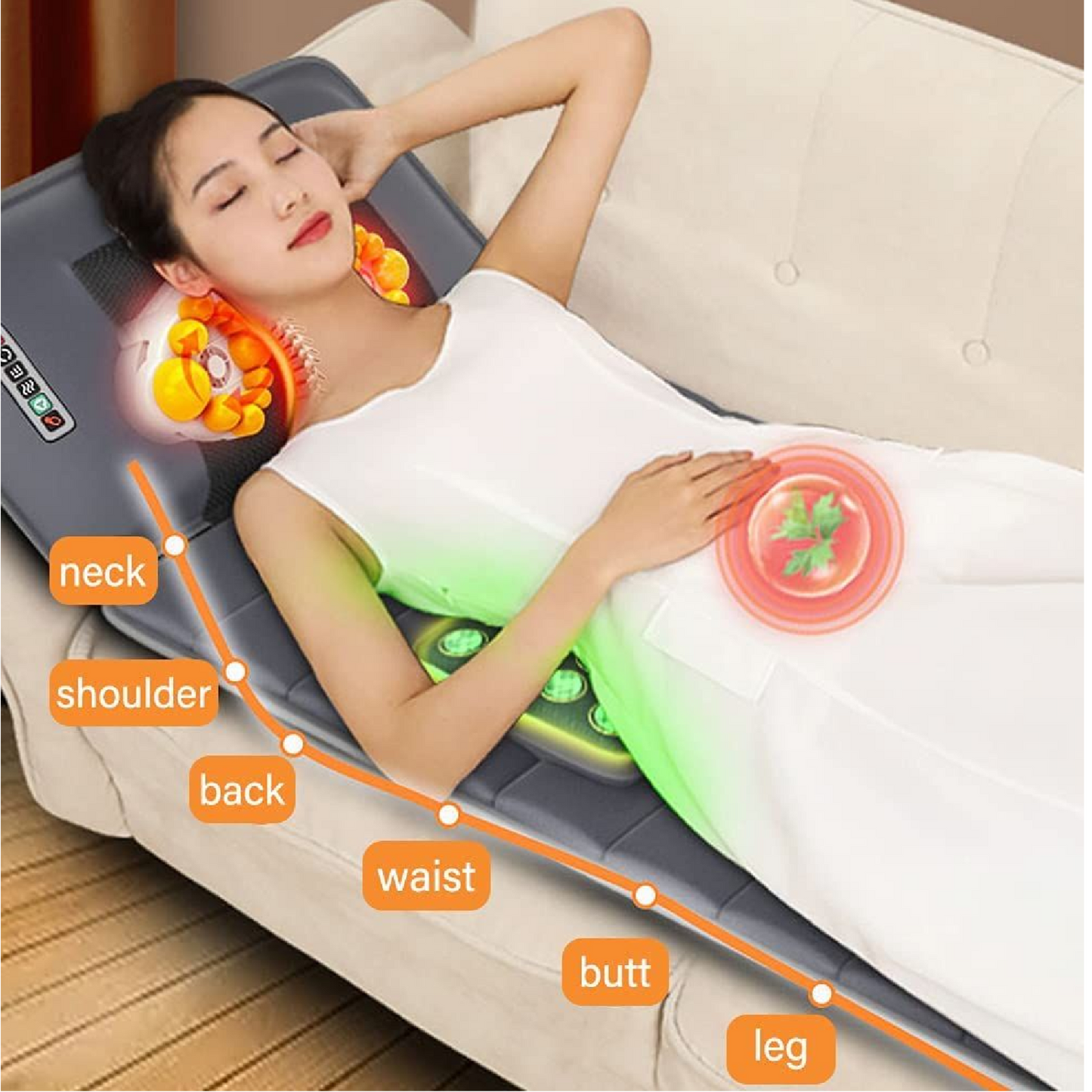 Full Body Heated Mattress 10 Vibrating Motors Massage Mat Stress Soreness Relief
