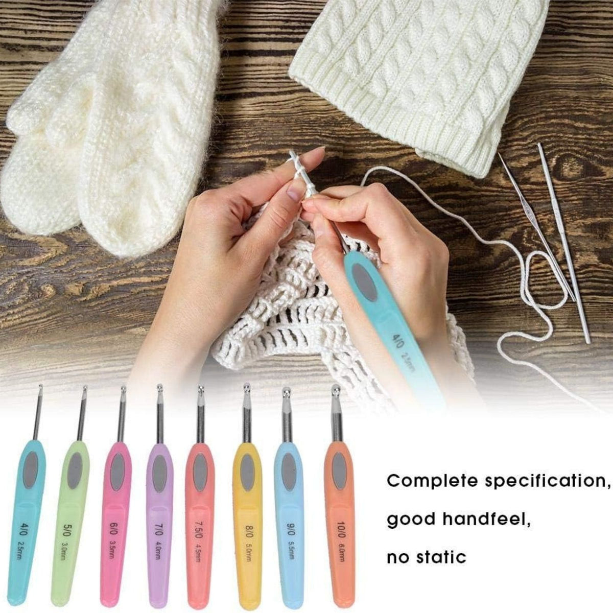Yarn Knitting Needles 8pcs Crochet Hooks Kit Colorful Set Sewing Tools