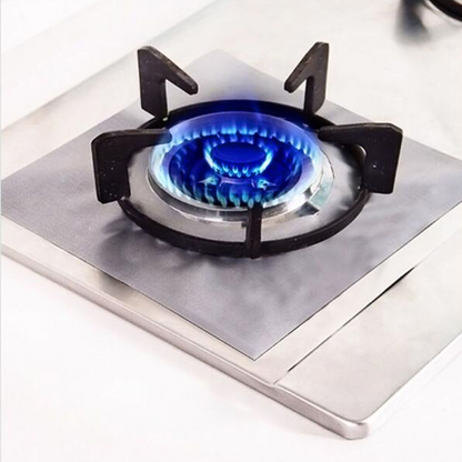 4x Burner Protector Liner Non-stick Silver Foil Gas Stove Top Covers Reusable