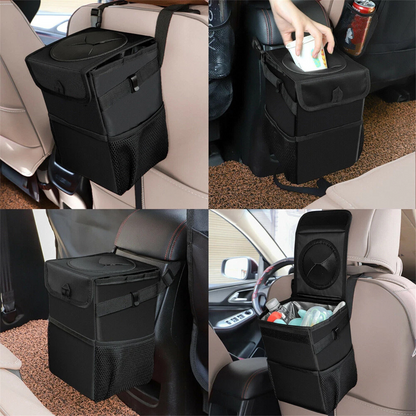 Waterproof Car Trash Can with Lid Bin Waste Basket Durable for Vehicle Use