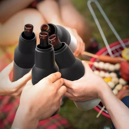 3 in 1 Insulated Stainless Steel Beer Bottle Cooler Vacuum Flask Black
