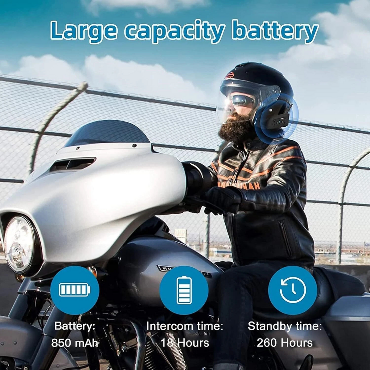 Bluetooth Helmet Headset FM 2PCS 1200M 6 Rider Motorcycle Intercom Communication