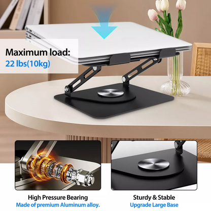 Rotating Bracket with Cooling Fan Foldable Laptop Stand Ergonomic Riser 360°
