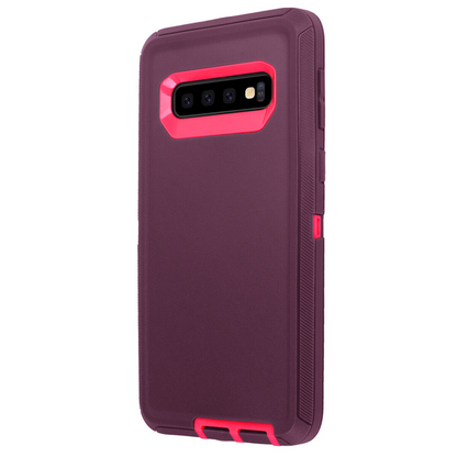 Shockproof Heavy Duty Armor Cover 3 Layers Samsung Galaxy S10+ Rose Pink/Purple
