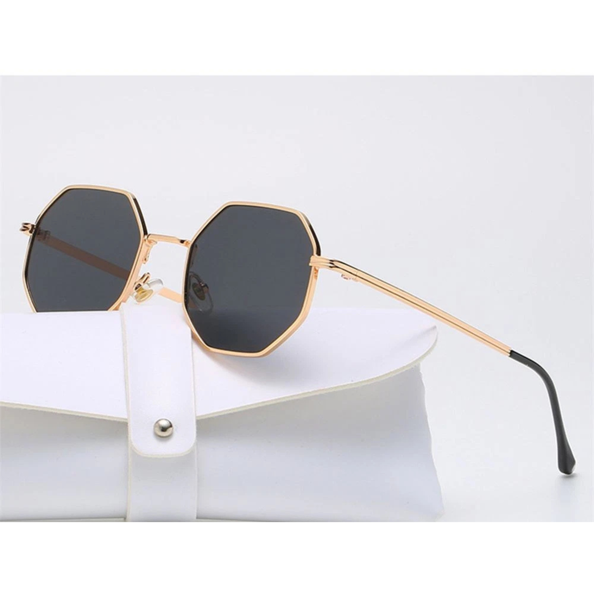 Gold Black Grey Square Sunglasses Stylish Eyewear for Men Women Fashion Pro