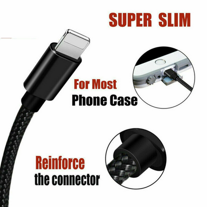 iPhone 6 7 8 11 12 13 14 Pro Max Braided Fast USB Cable Cord Charger iPad