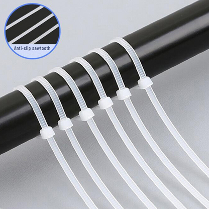 100pcs White Zip Ties Nylon UV Stabilized Bulk Cable Ties 4.8mm x300mm