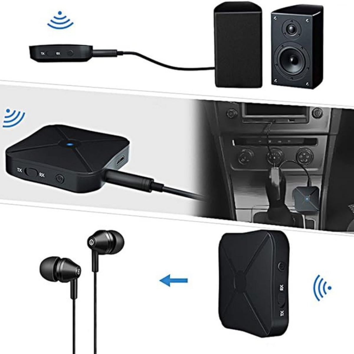 Car Adapter RCA AUX-in Audio Transmitter & Receiver HIFI 2in1 Wireless Bluetooth