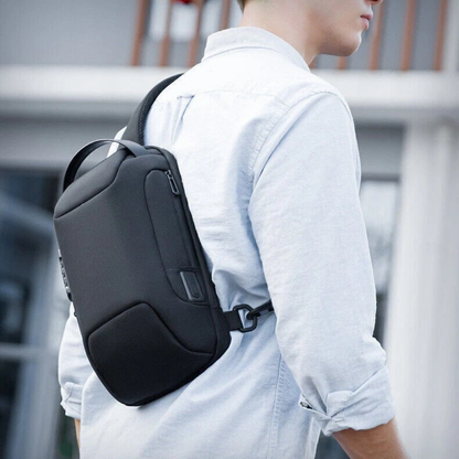 Anti-theft Men Chest Shoulder Messenger Backpack Sling Bag Black