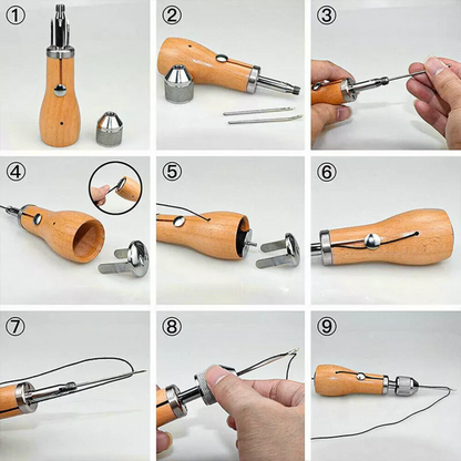 Lock Stitching Tool Sewing Machine Leather Sewing Awl Kit Hand Stitcher Leather