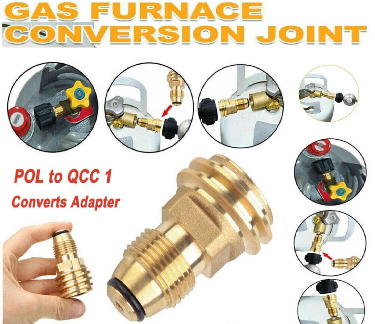 Converts Propane Tank Adapter Valve LP Gas Bottle POL to QCC1 Outlet Brass Parts