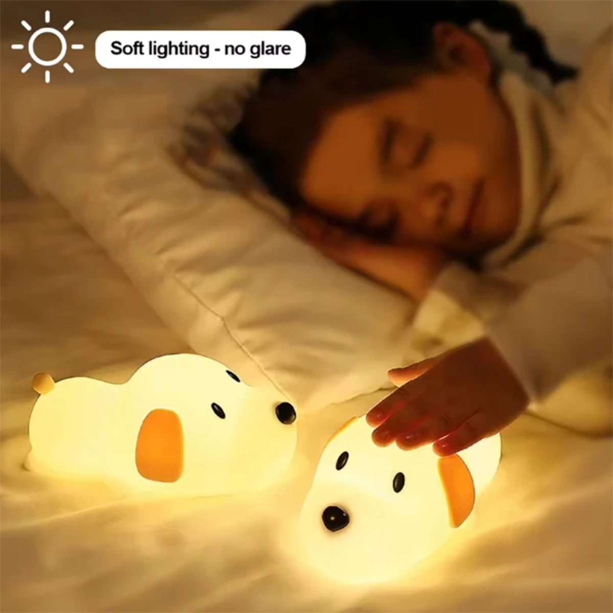 Cute Puppy Silicone Night Light for Kids Rechargeable Soft Glow Lamp