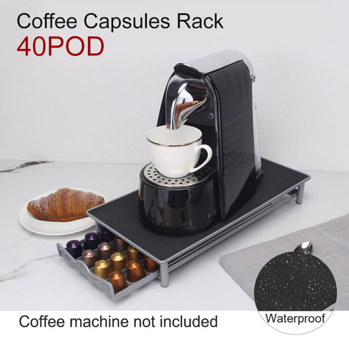 Nespresso Storage Organizer Stand Coffee Capsules Holder Rack 40 Pods Drawer