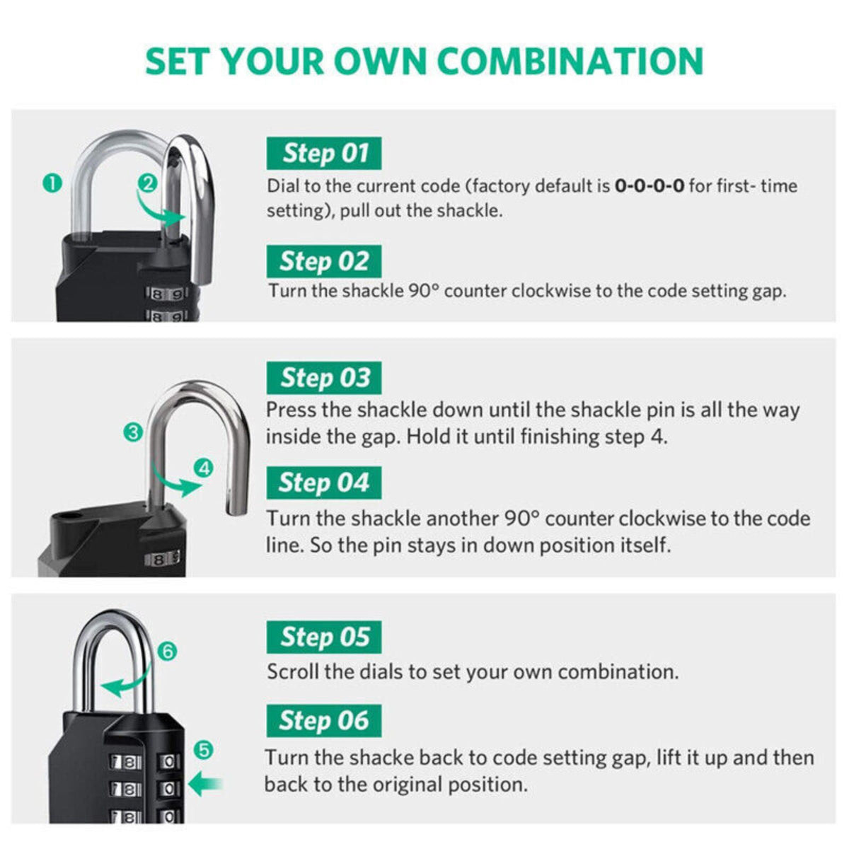 Outdoor Waterproof Padlock Gate Locker Hasp Combination Lock 4 Digit