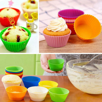 Silicone Round Cup Cake Mould DIY Bake Muffin Cupcake Case Mold 20pcs