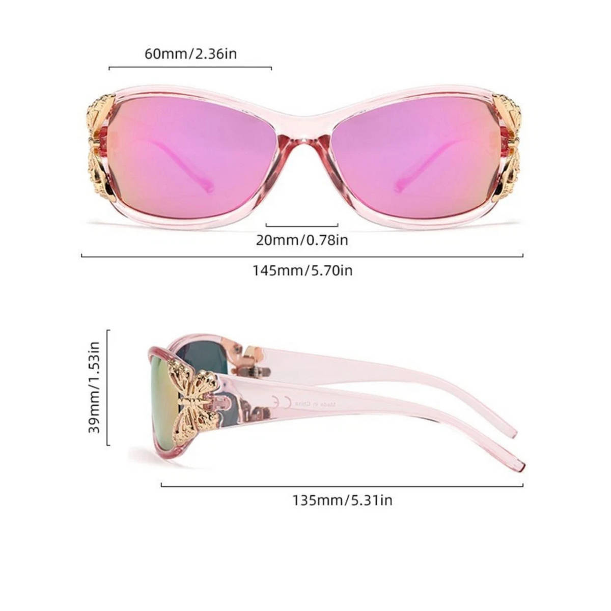 Polarized Wrap-Around Sunglasses Pink UV Protection Sport Eyewear