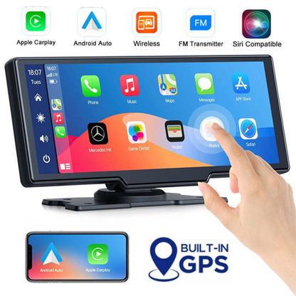 Wireless Apple Carplay Android Auto FM Bluetooth 10" Portable Car Stereo Radio