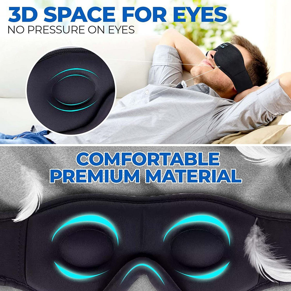 Eye Mask Headphones Earphone Sleep Music Mask 5.0 Wireless Bluetooth Stereo