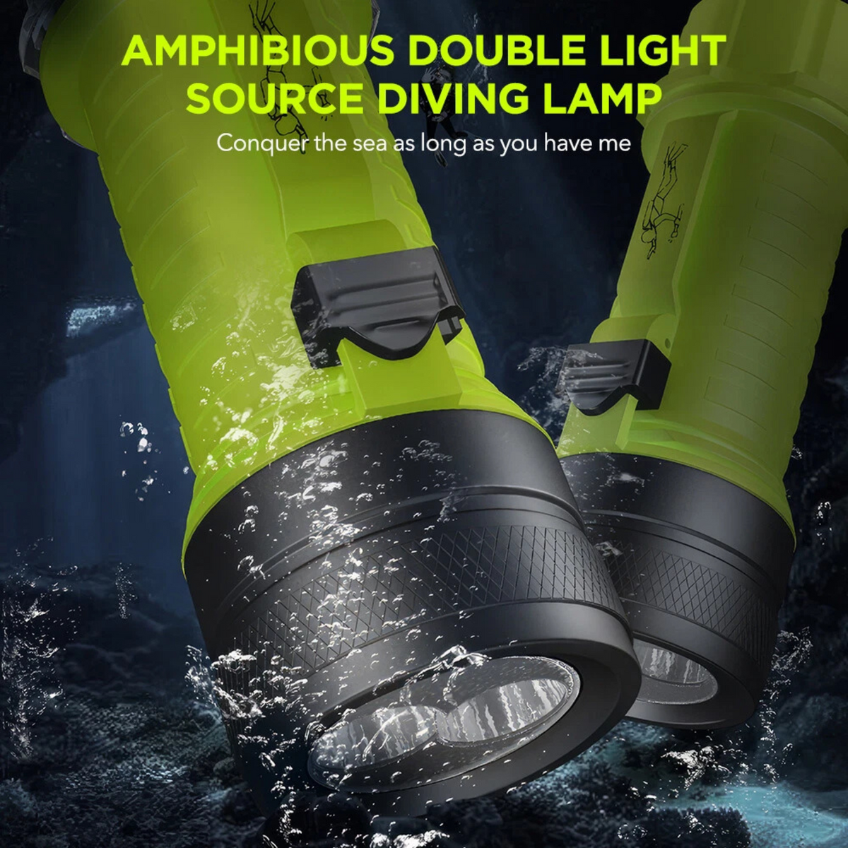 Waterproof Professional Scuba Light & Rope Charger High Power Diving Flashlight