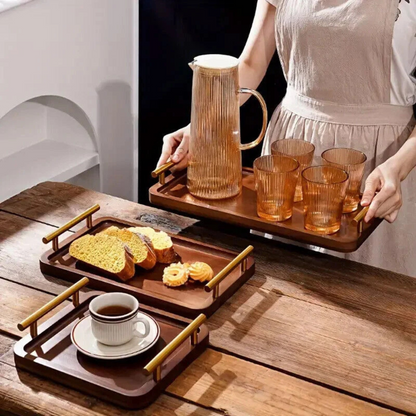 Rectangular Wooden Tea Tray Simple Household Elegant Natural Bamboo Style