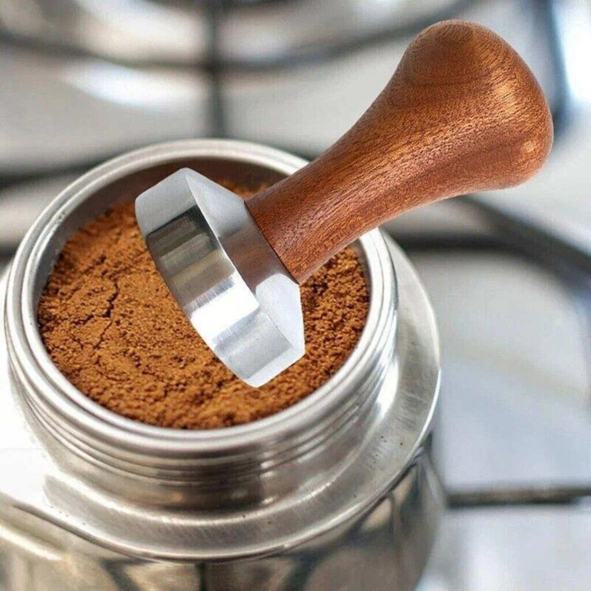 Wooden Handle Barista Espresso Grinder 51mm Stainless Coffee Tamper