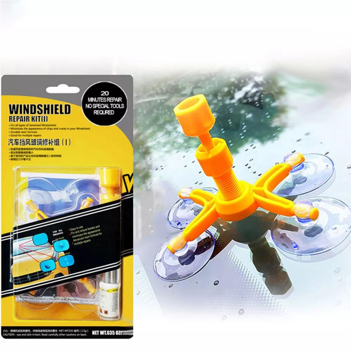 Windscreen Repair Kit Chip Resin Glass Recovery Windows Tool Crack Car