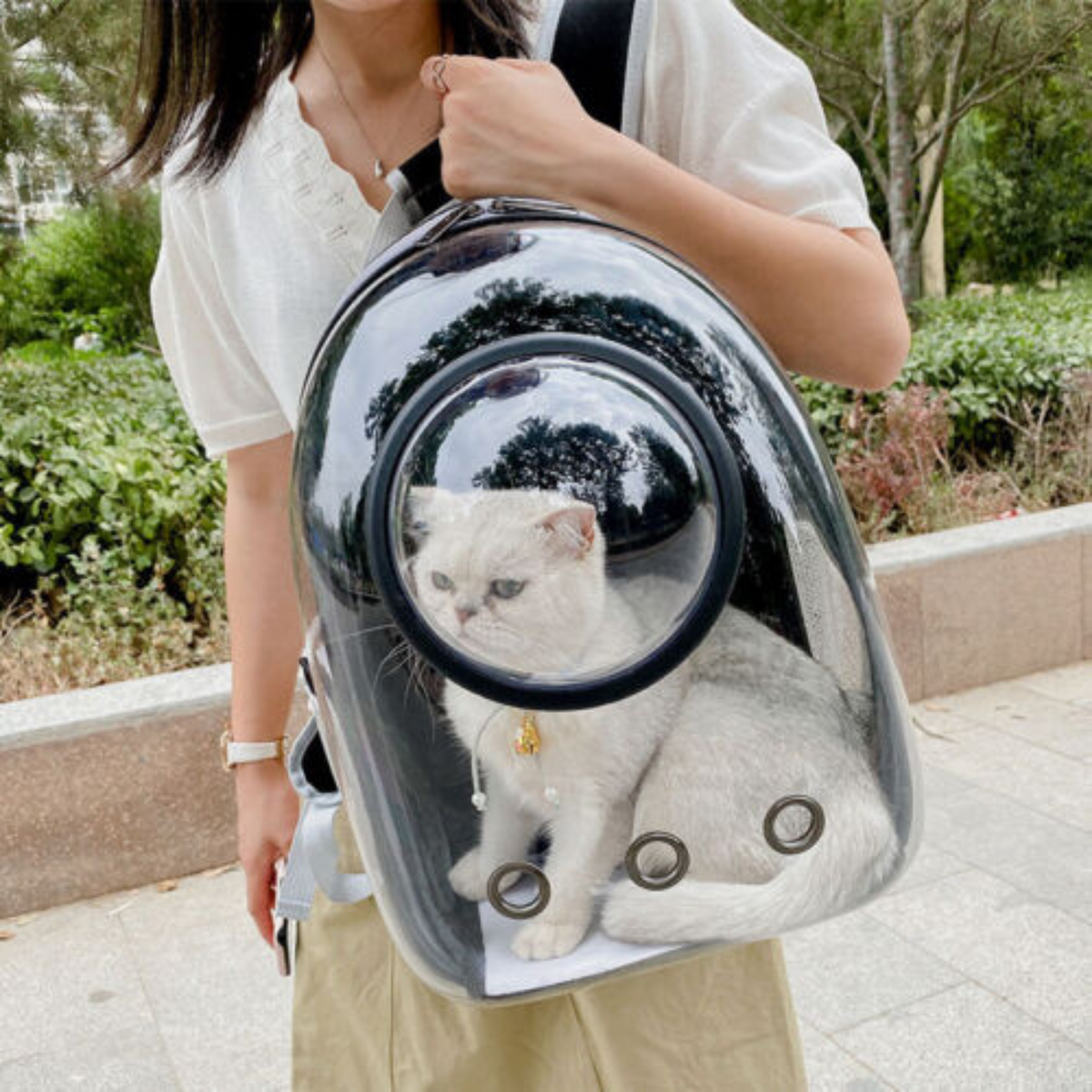 Pet Transparent Space Backpack Cat Dog Breathable Carrier Bag Outdoor Travel