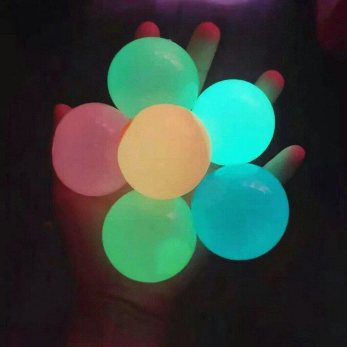 Glow in The Dark Sticky Ceiling Balls Stress Relief Toys Fun 12X