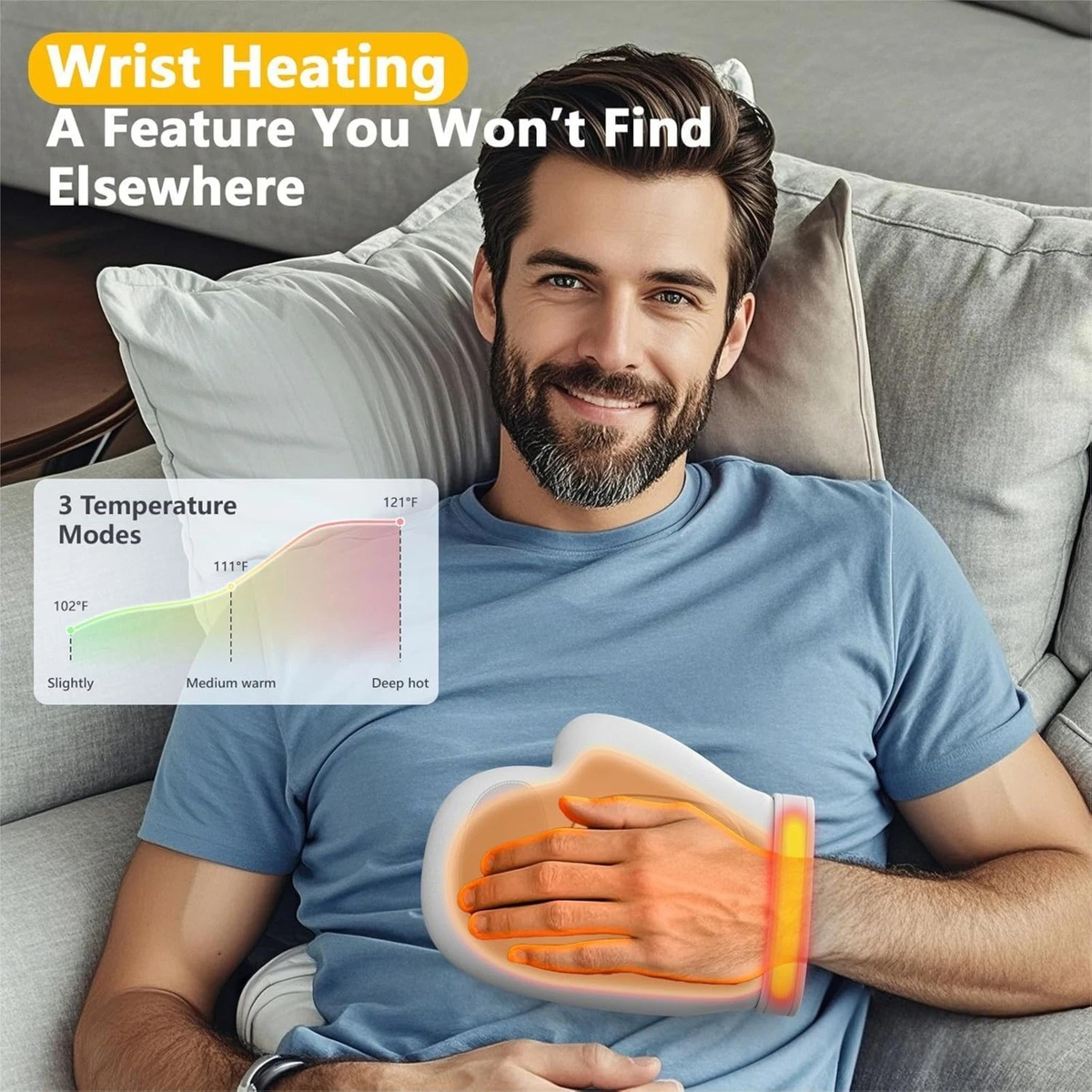 Cordless Hand Massager with Warming Function and Air Pressure Massage