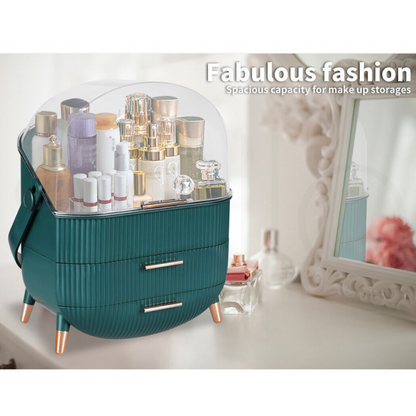 Green Portable Jewelry Drawer Holder Makeup Case Organizer Cosmetic Storage