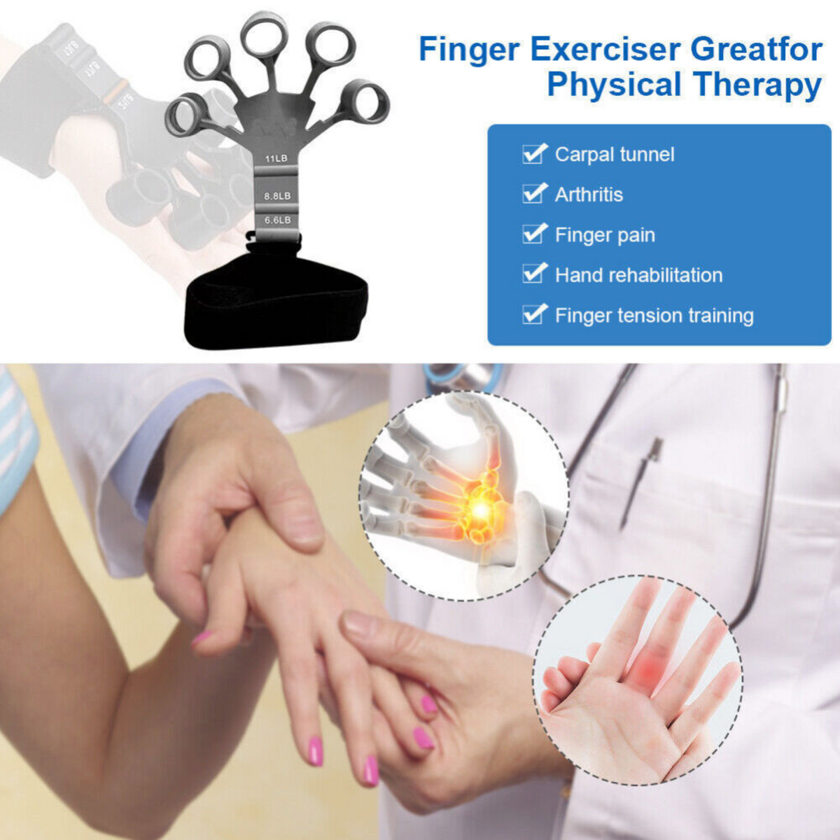 Forearm Trainer Hand Grip Strengthener Finger Exerciser Strength Gripper Grey