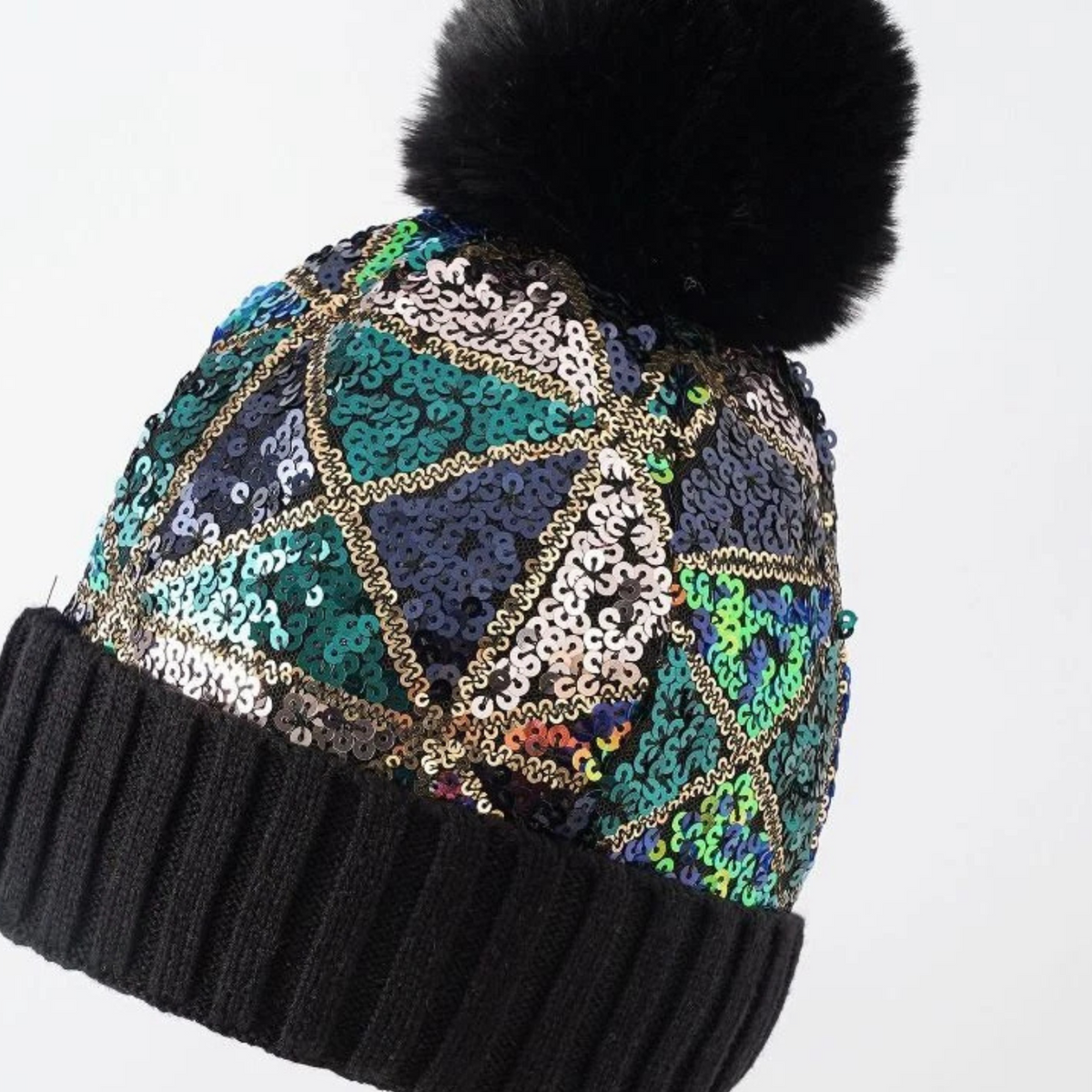 Hats Knitting Cap Autumn Winter Removable Plush Ball Women Warm Beanies Black