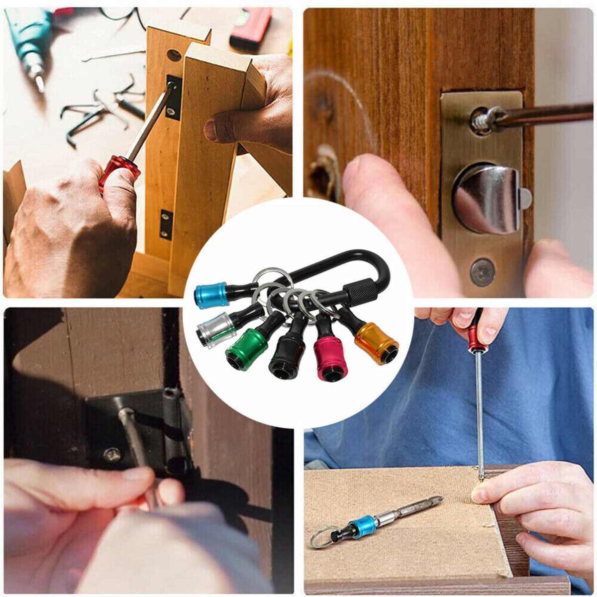 Screwdriver Bit Holder Extension 6PCS Hex Shank Bar Keychain Driver Keyring