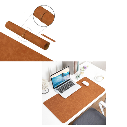 Non Slip Leather Mouse Pad Brown Computer Desk Mat 80x40cm