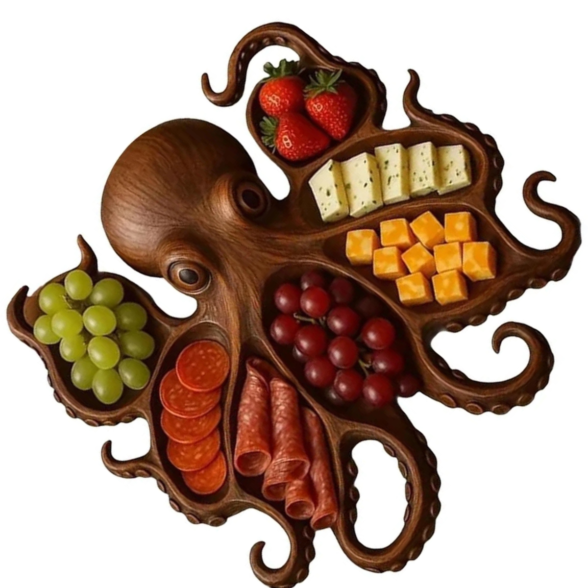 Unique Ocean Octopus Charcuterie Board Themed Cheese Snack Serving Platter