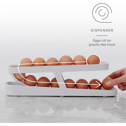 White Egg Rack Holder Automatic Scrolling Box Container Refrigerator