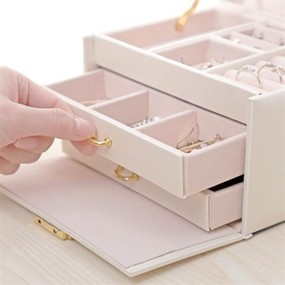 White Watch Case Holder Jewellery Storage Box Ring Earring Display Organizer