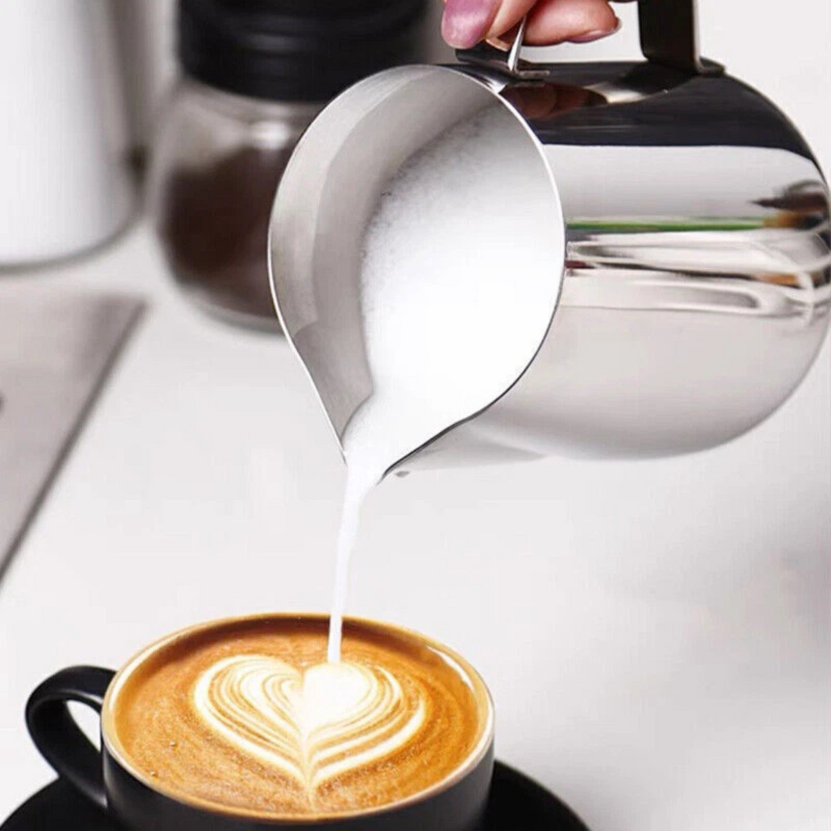 Coffee Milk Jug Stainless Steel Frothing Pitcher 350ml Barista