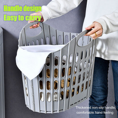 Plastic Laundry Basket 50L Collapsible Washing Clothes Storage Folding Organizer