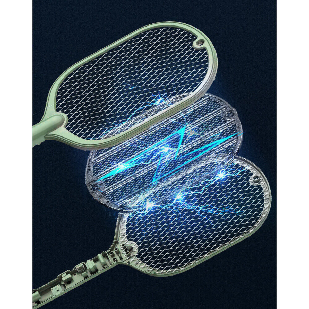 Racket Fly Swatter Mosquito 2 In 1 Electric USB Rechargeable Killer Zapper Green