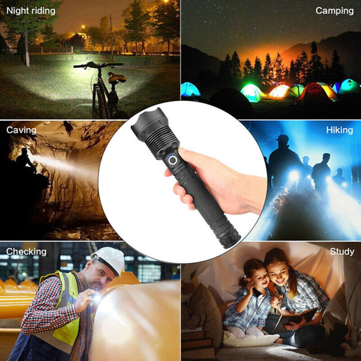 Rechargeable XHP90 LED Flashlight Most Powerful 2500000LM Tactical Lamp Torch