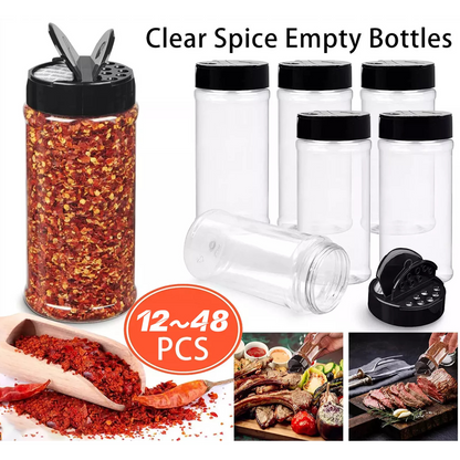 12x Spice Bottle Storage Shaker Lid Herb Empty Plastic Spice Bottles Containers