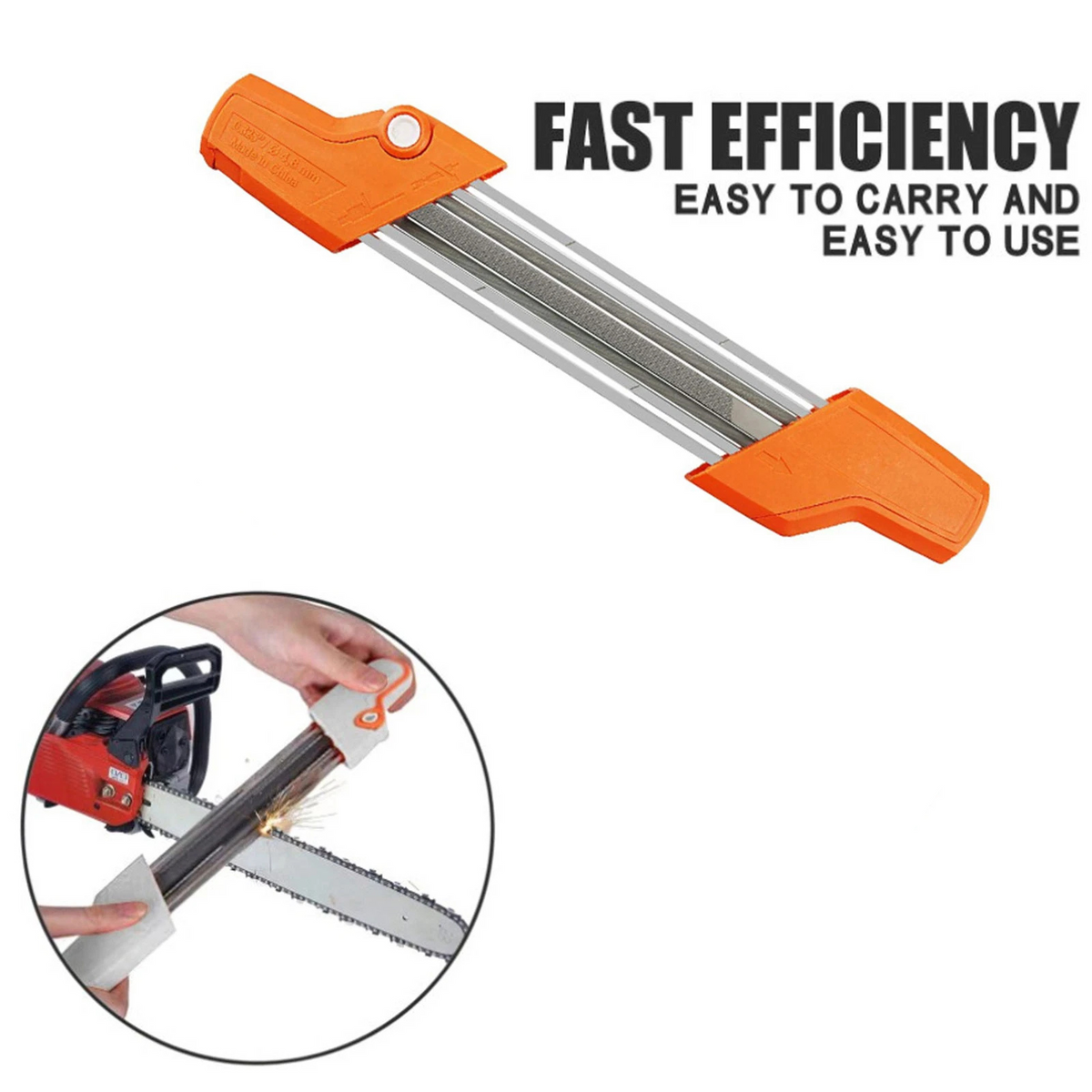 4.0mm Chainsaw File Tool with Handle Metal Sharpener Orange