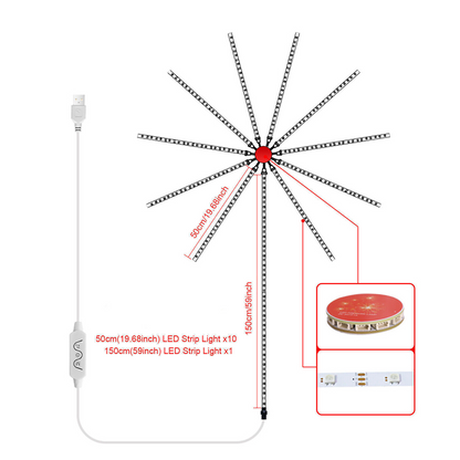Smart Music Sync APP+Remote Control 156LED Firework Strip Lights Dream Color RGB